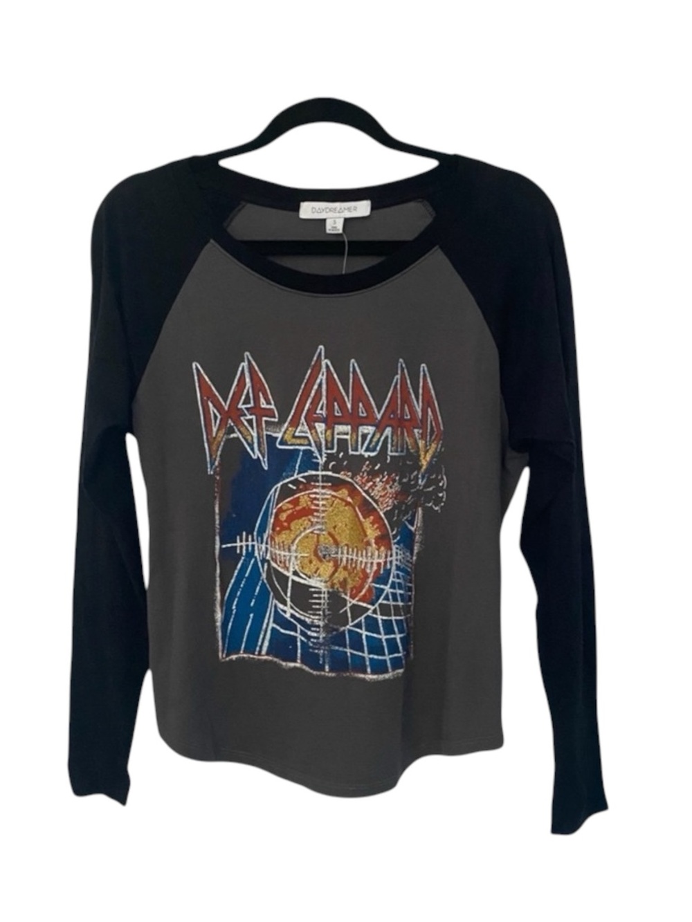 new Daydreamer 𓇽 Def Leppard Pyromania Raglan Rock Band Tee Shirt 𓇽 Graphite S - Picture 3 of 16